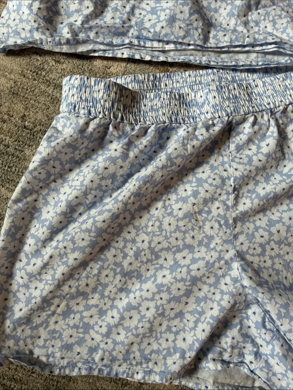 J Crew Blue Floral women’s Pajama Set - Lightweight cotton Shorts & Tank - M